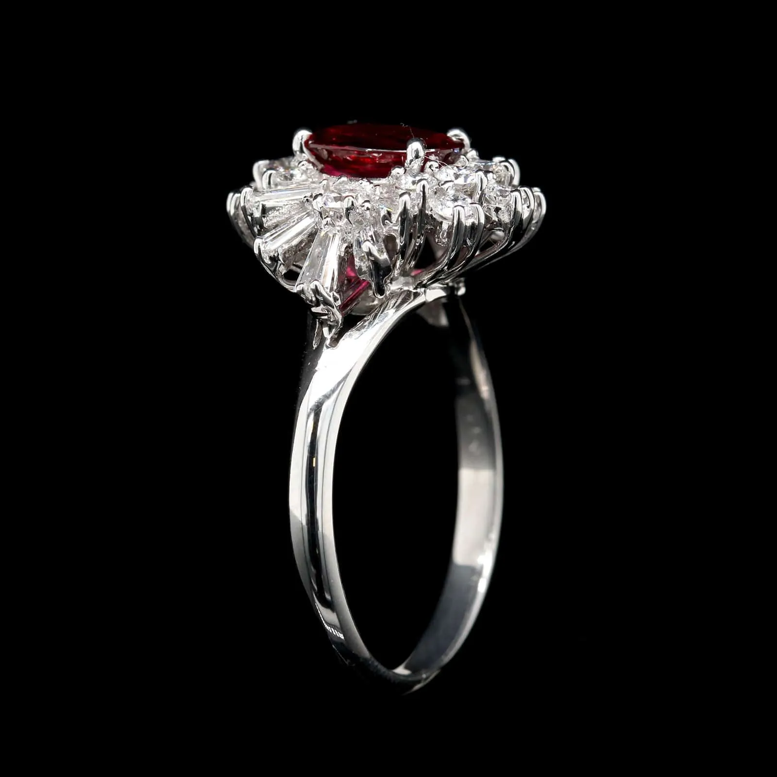 18K White Gold Estate Ruby and Diamond Ring