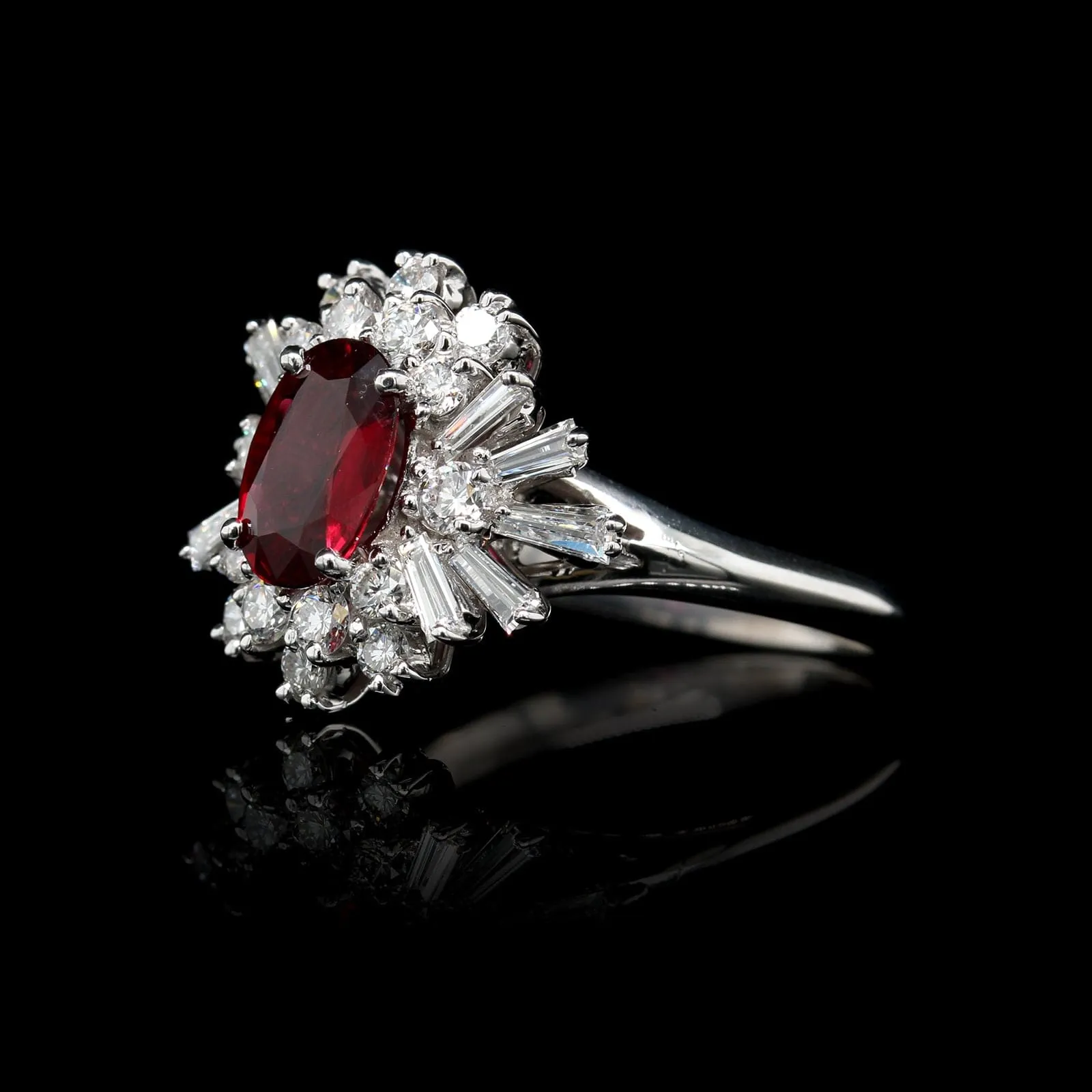 18K White Gold Estate Ruby and Diamond Ring