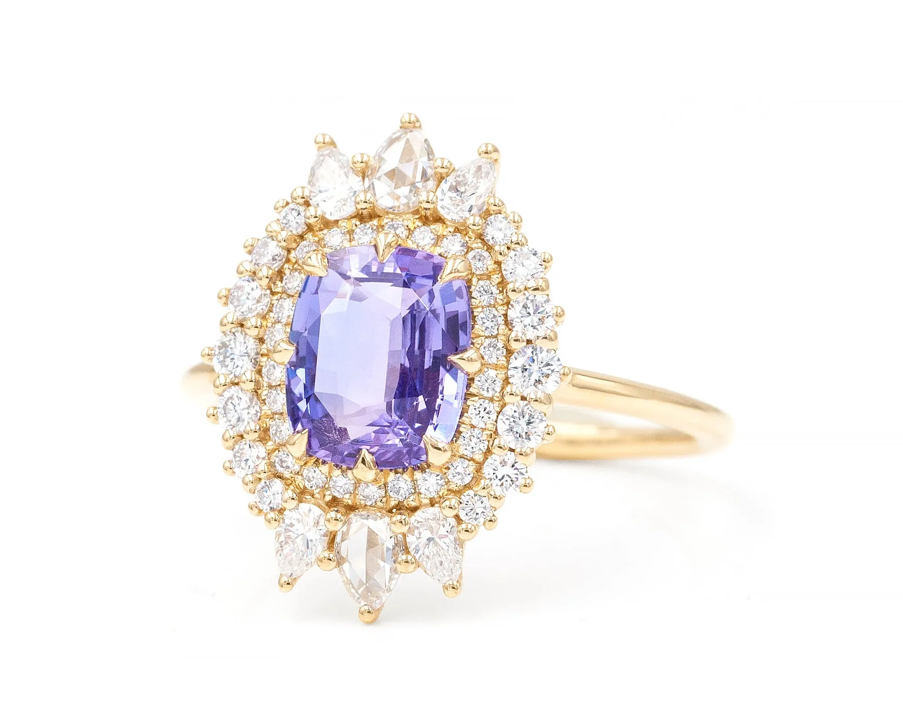 1.99-Carat Cushion Cut Sapphire Cluster Ring