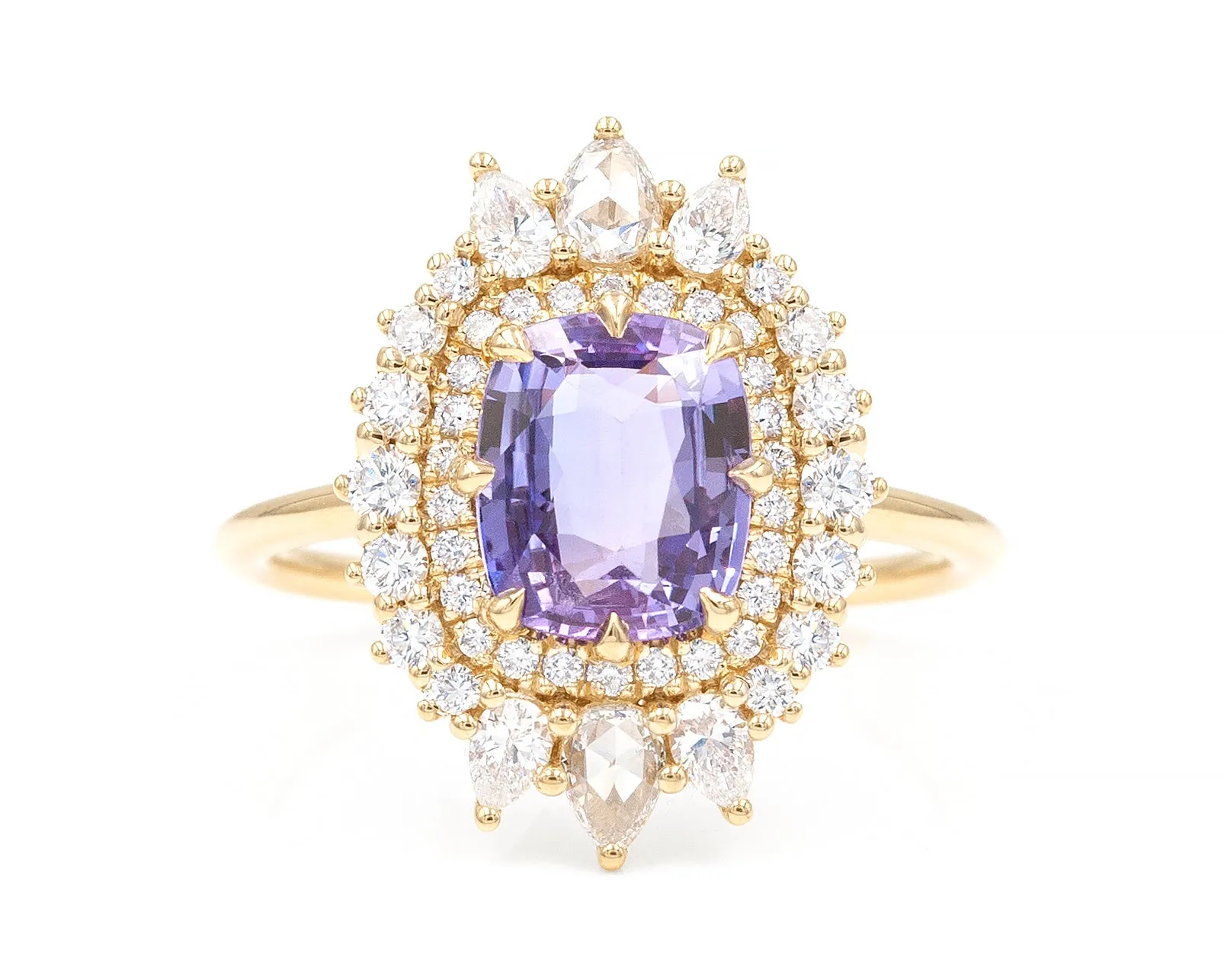 1.99-Carat Cushion Cut Sapphire Cluster Ring