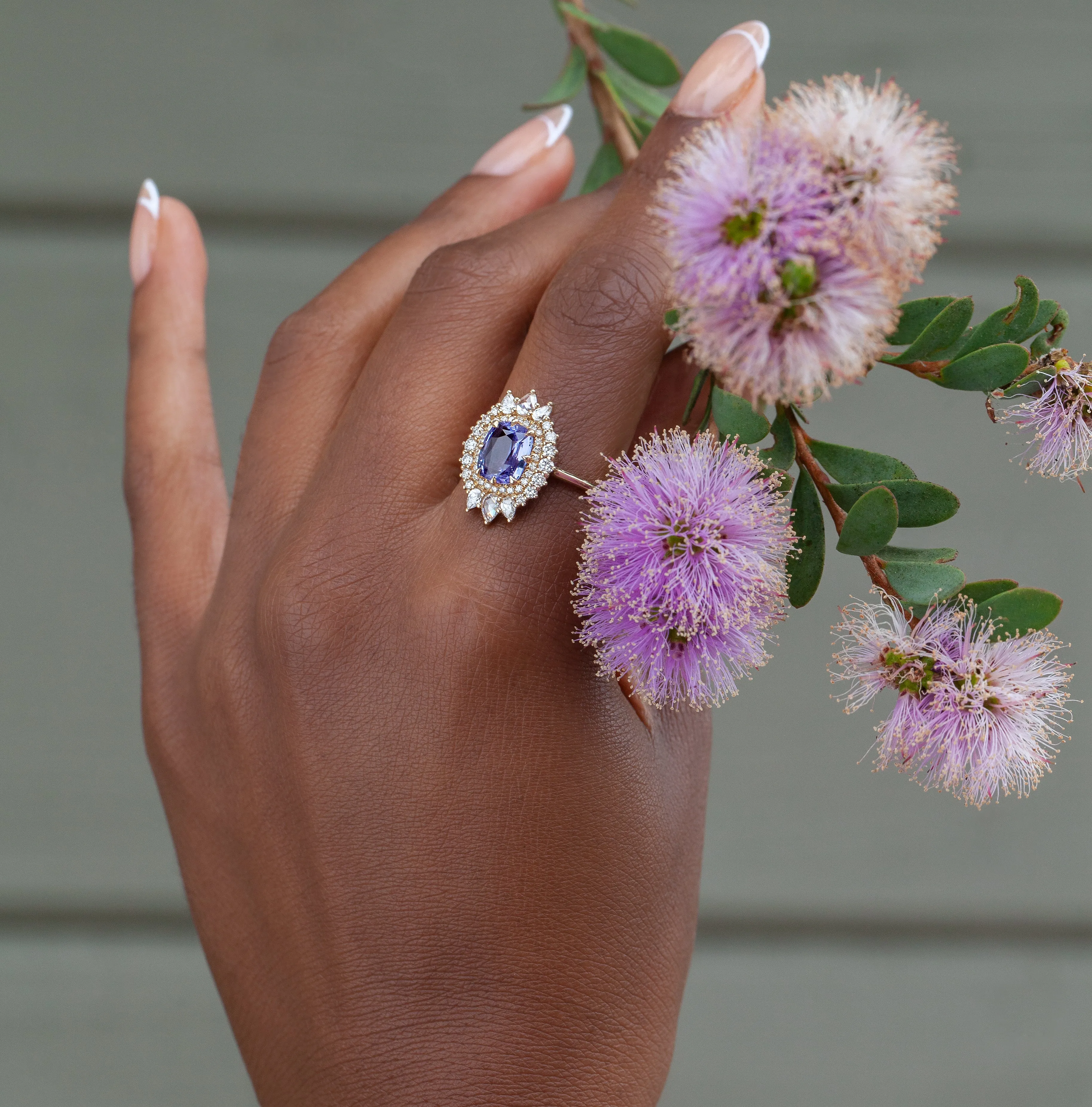 1.99-Carat Cushion Cut Sapphire Cluster Ring