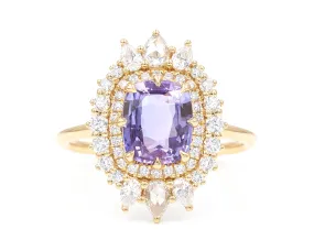 1.99-Carat Cushion Cut Sapphire Cluster Ring