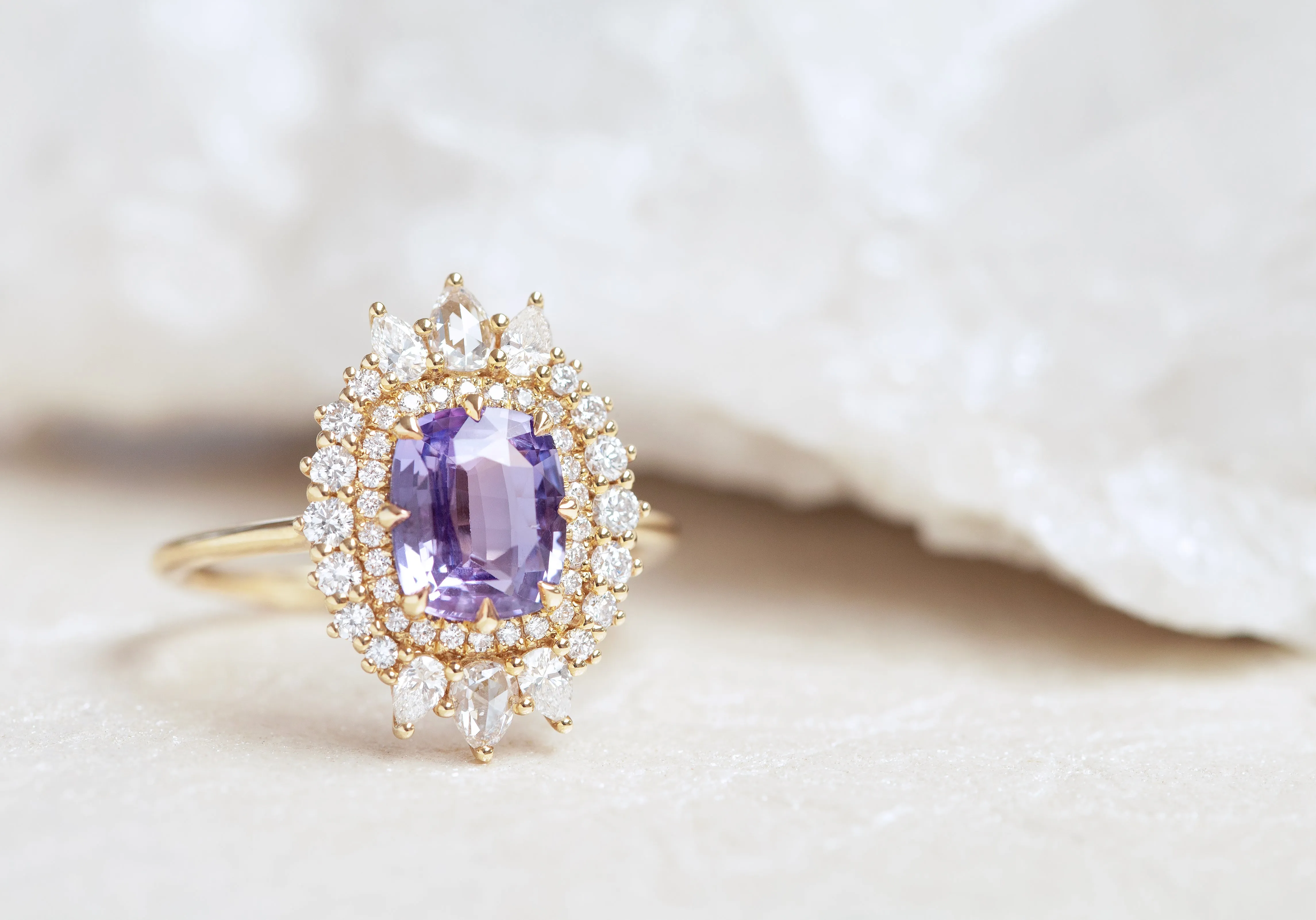 1.99-Carat Cushion Cut Sapphire Cluster Ring