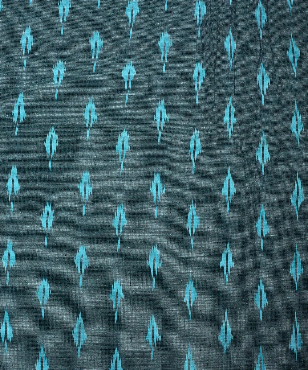 2.5 m Green cyan blue cotton handloom pochampally ikat fabric