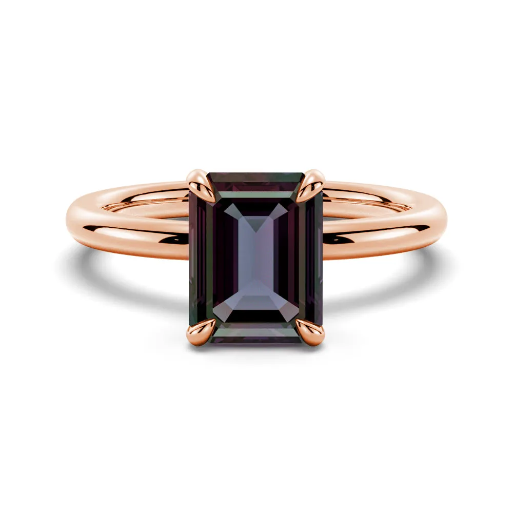 3 CT. Solitaire Emerald Cut Alexandrite Engagement Ring