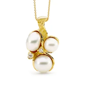 Abstract Pearl and Diamond Pendant