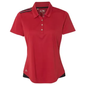 adidas Golf Women's Power Red/Black/Vista Grey Climacool 3-Stripes Shoulder Sport Shirt