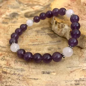 Amethyst & Rose Quartz Stretch Bracelet! Natural Crystals!