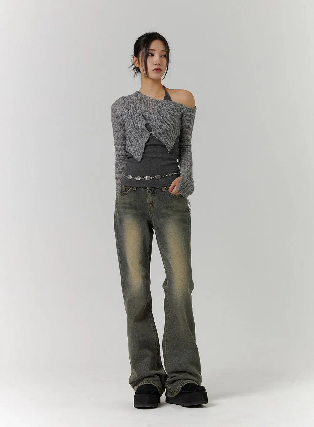 Asymmetrical Cut Out Knit Top CD312