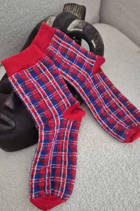 Ayo Wool Socks Red  Blue