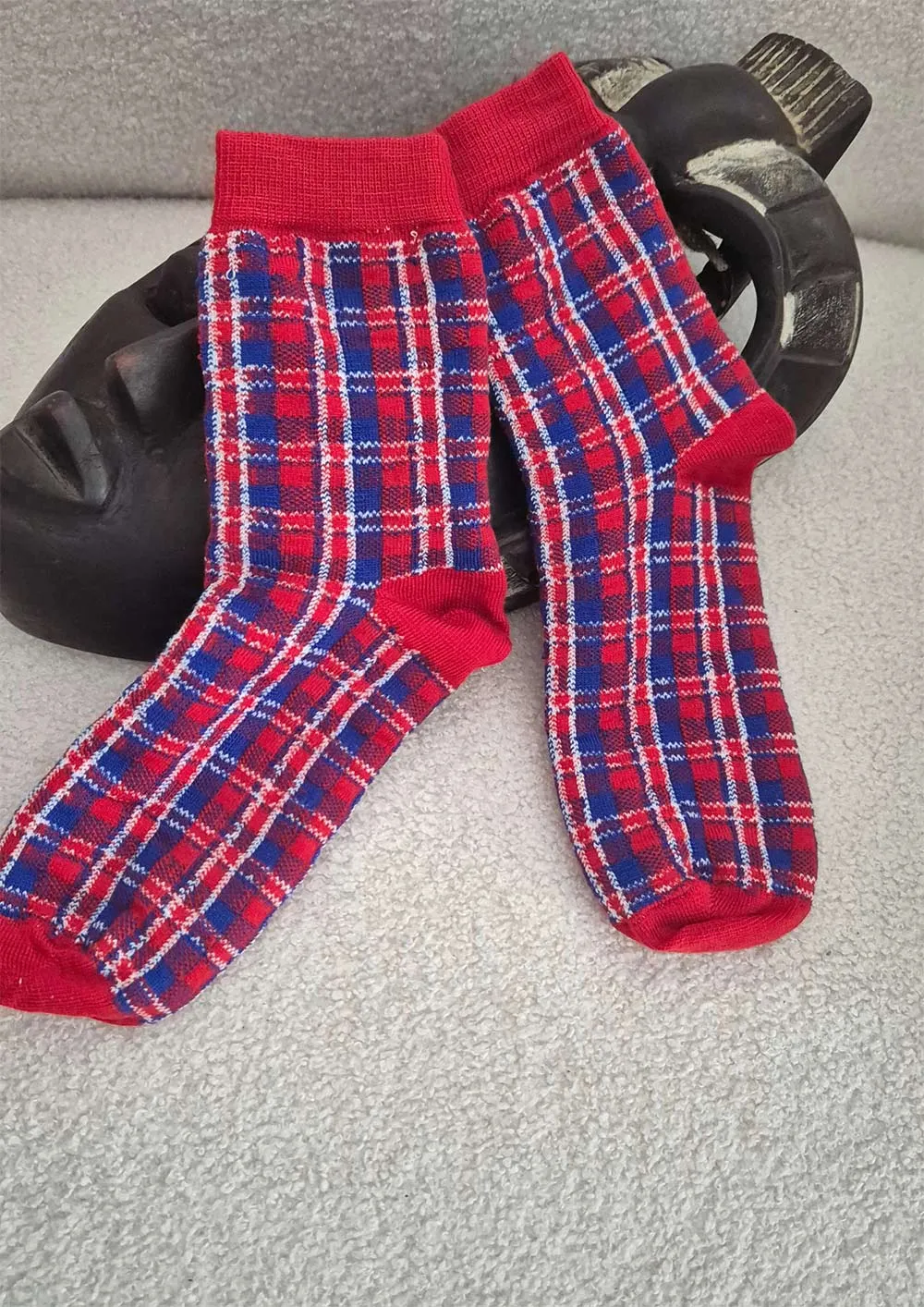 Ayo Wool Socks Red  Blue