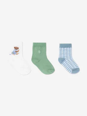 Baby Boys 3 Pack Bear Socks Set in Multicolour