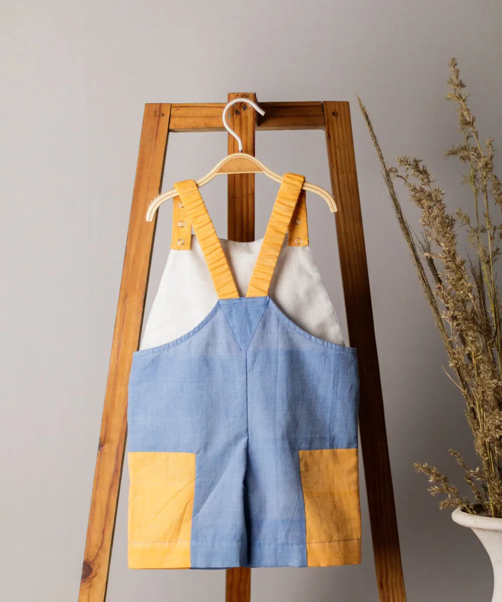 Blue orange cotton color block suspender