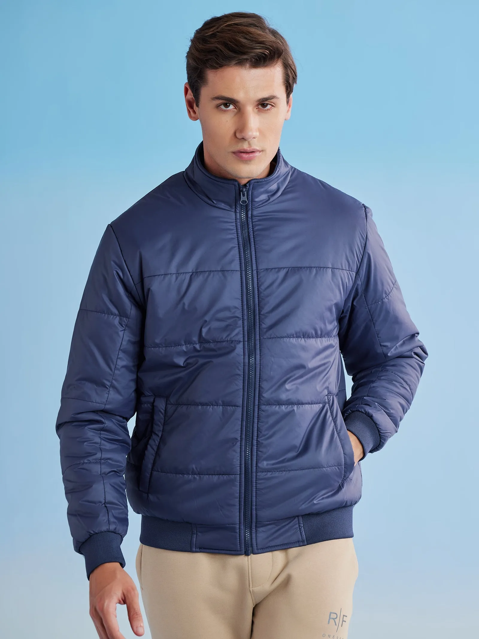 Blue Quilted Packable Jacket