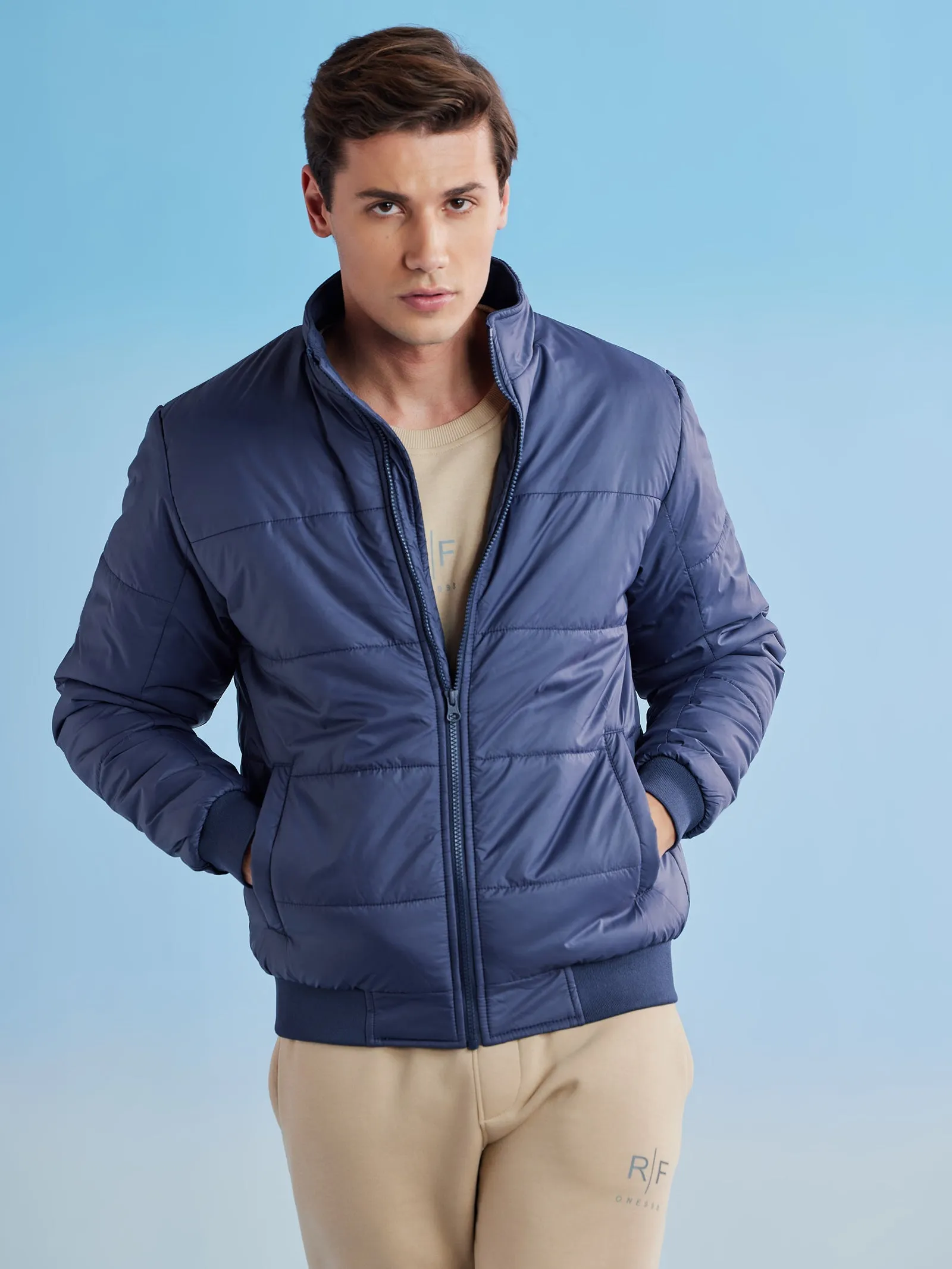 Blue Quilted Packable Jacket