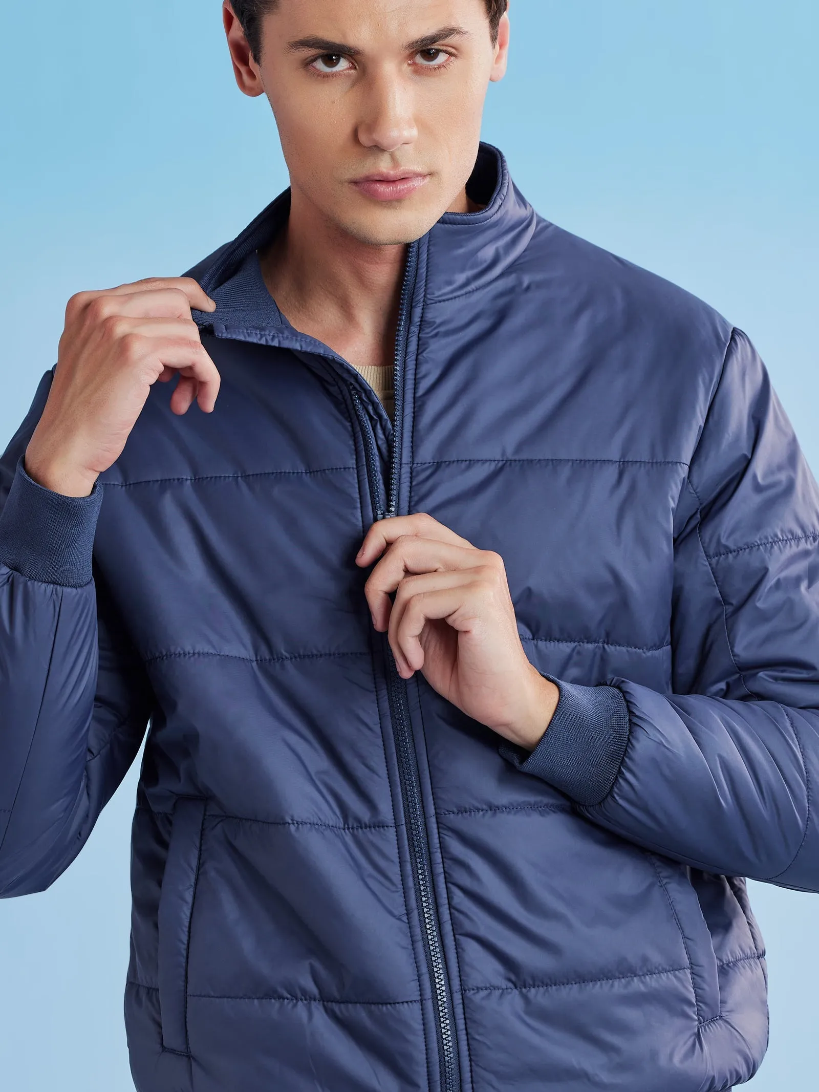 Blue Quilted Packable Jacket