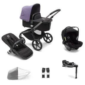 Bugaboo Fox 5, Nuna Turtle and Base Travel System - Graphite/Midnight Black/Astro Purple