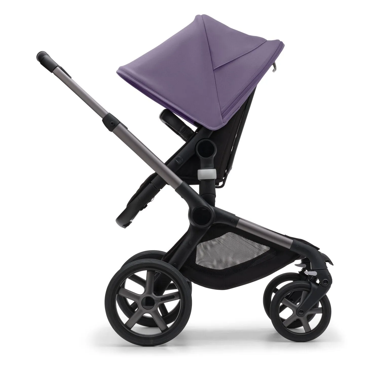 Bugaboo Fox 5, Nuna Turtle and Base Travel System - Graphite/Midnight Black/Astro Purple