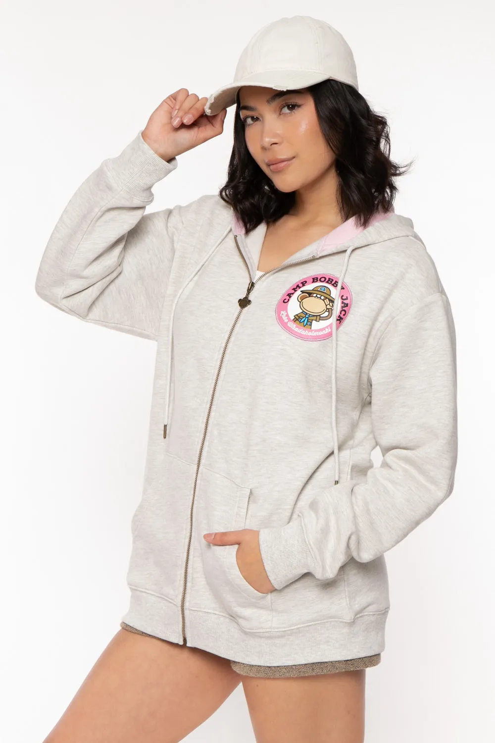 Camp - Bobby Jack Oversized Premium Zip Hoodie - Heather Grey