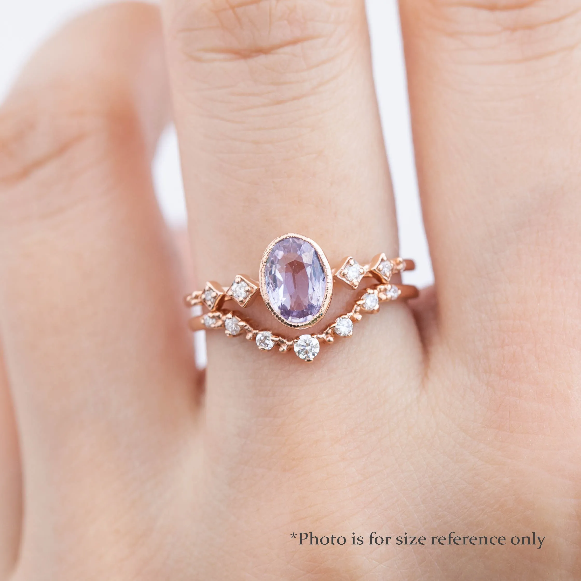 Celeste Ring 0.74ct Light Blue Purple Madagascar Sapphire, 14K Rose Gold (One of a kind)