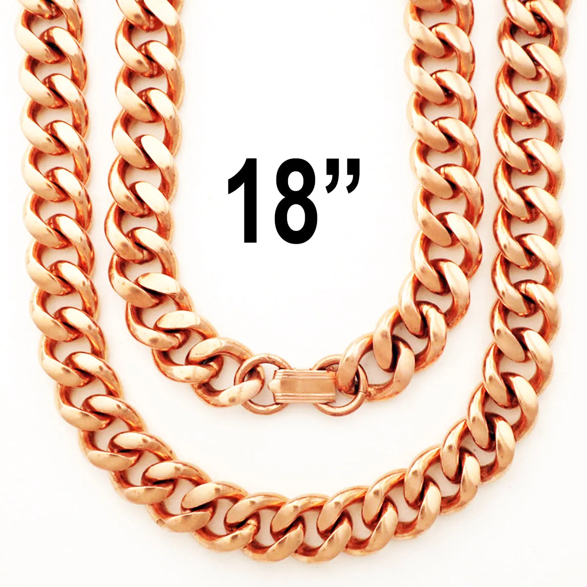 Copper Necklace Chain Set For Men Heavy Duty 18 Curb Chain Necklace And Matching Bracelet SET7918