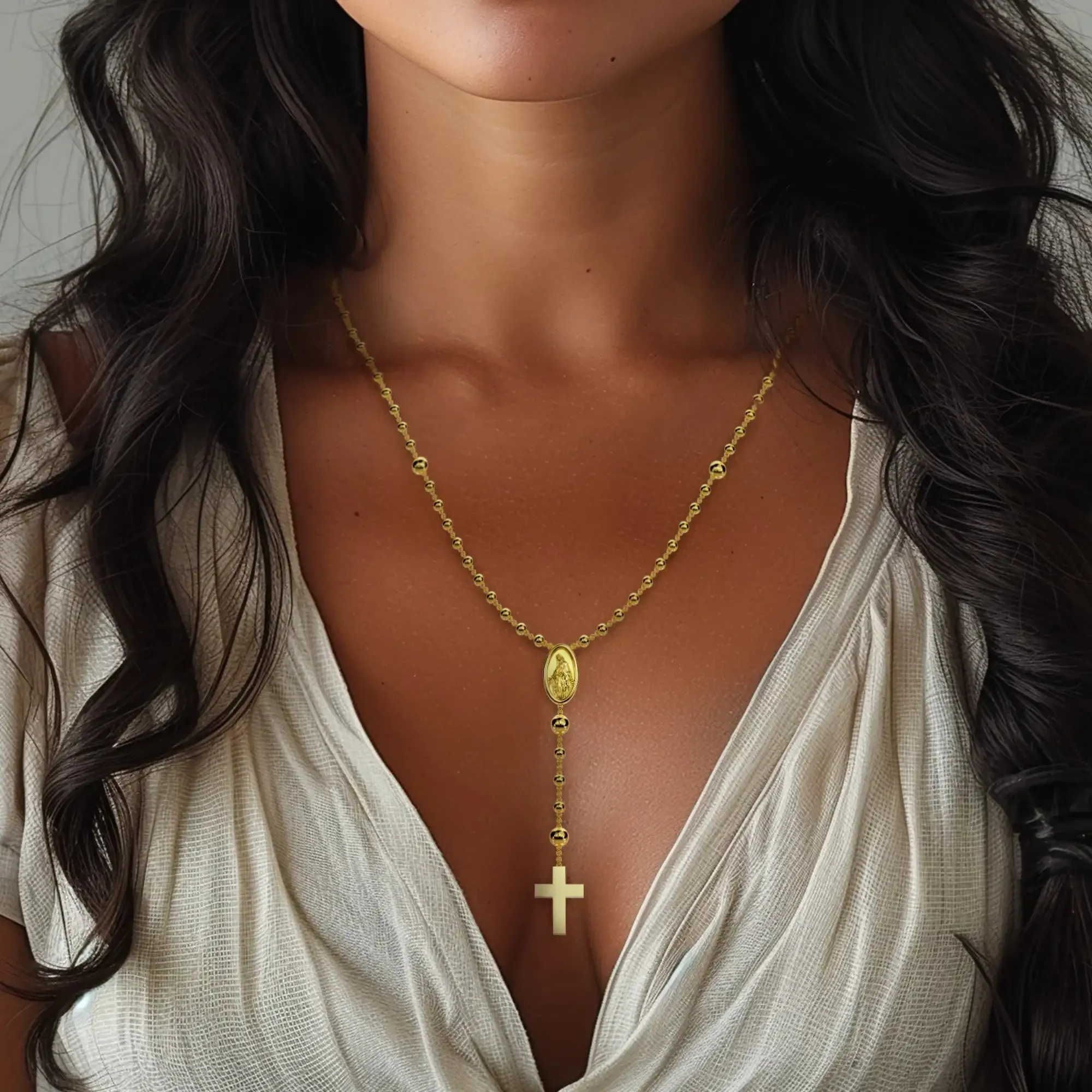 Custom Adjustable Virgin Mary Rosary Necklace