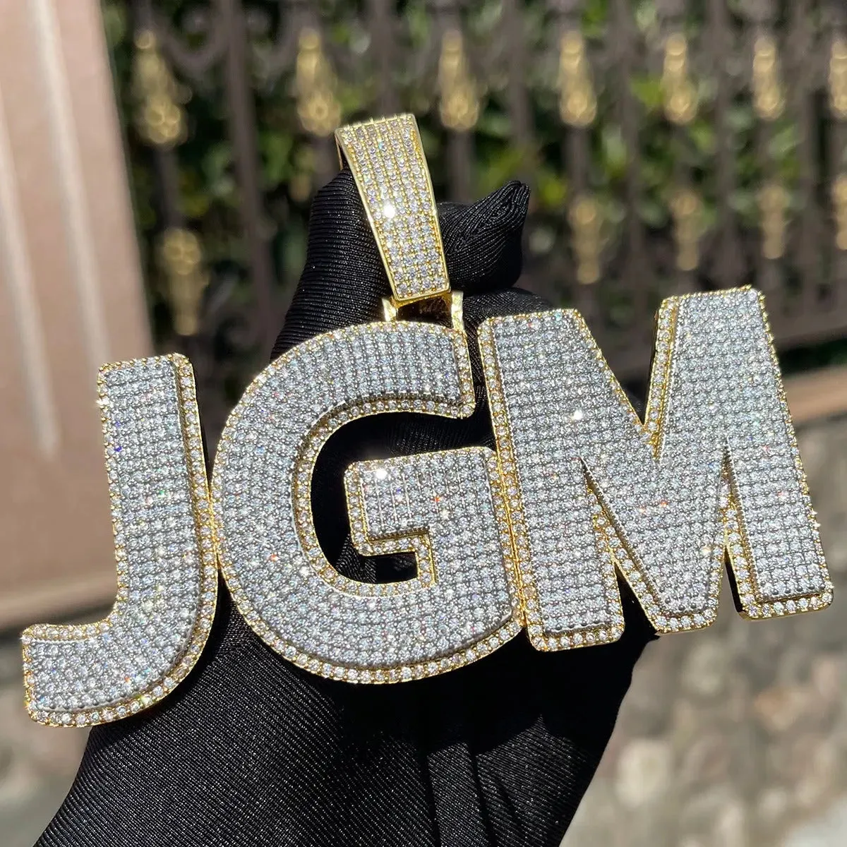 Custom Iced Out Modern Font Pendant