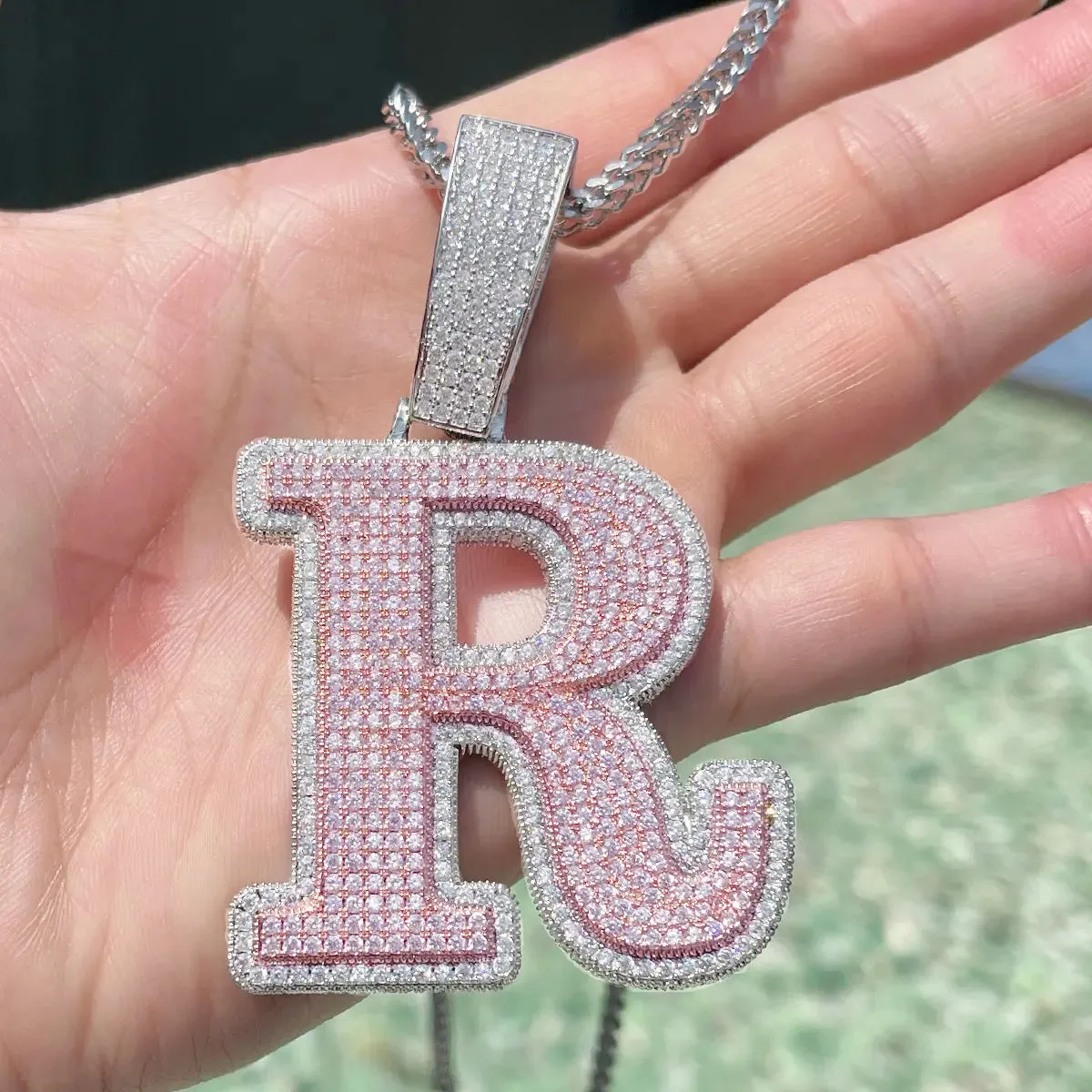 Custom Iced Out Retro Font Pendant