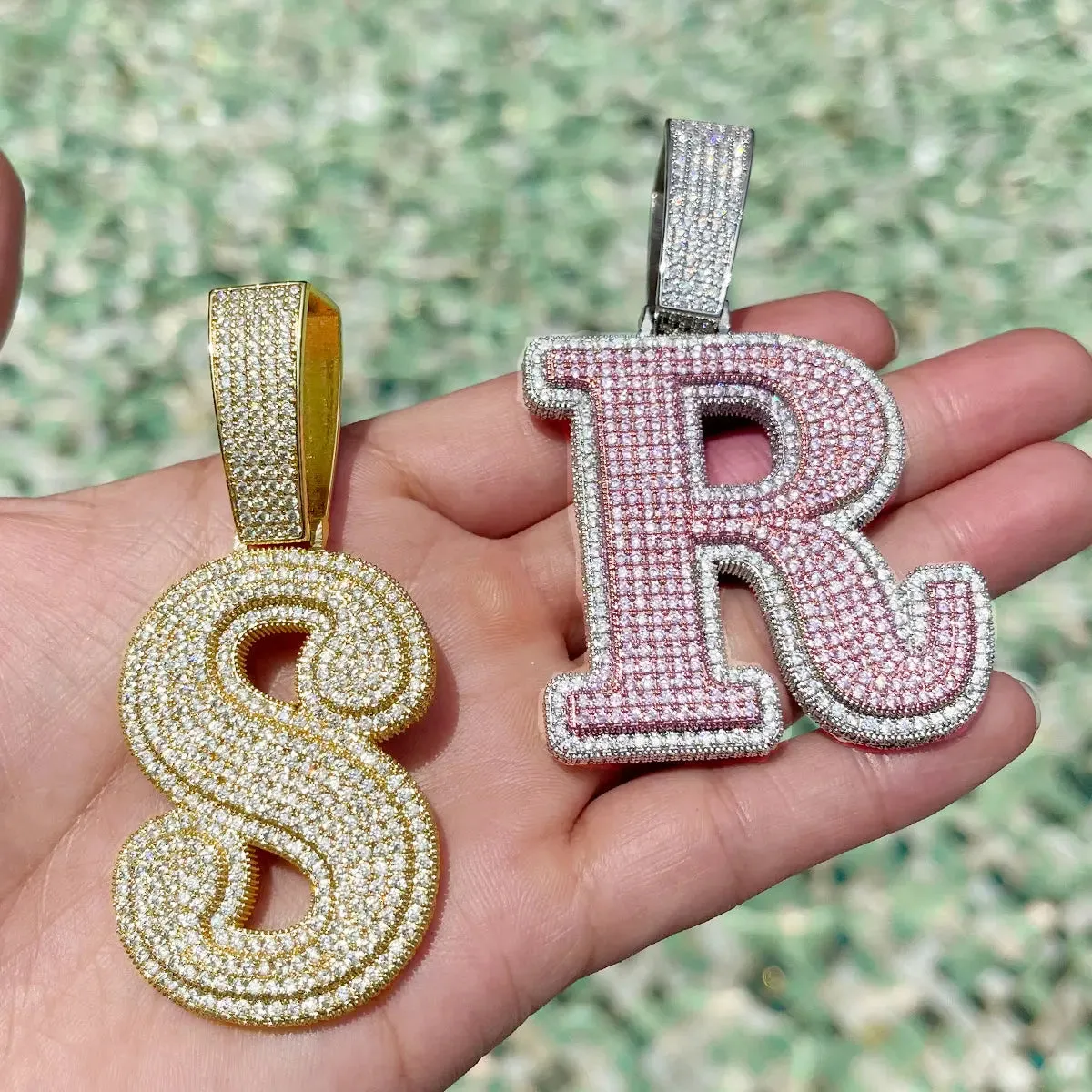 Custom Iced Out Retro Font Pendant