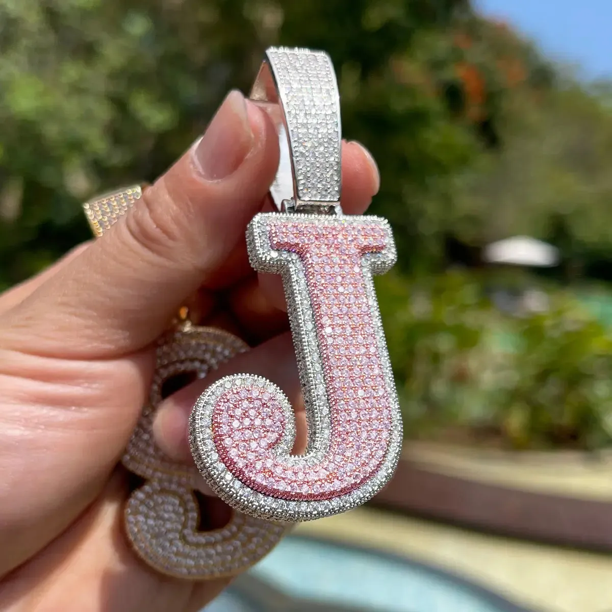 Custom Iced Out Retro Font Pendant