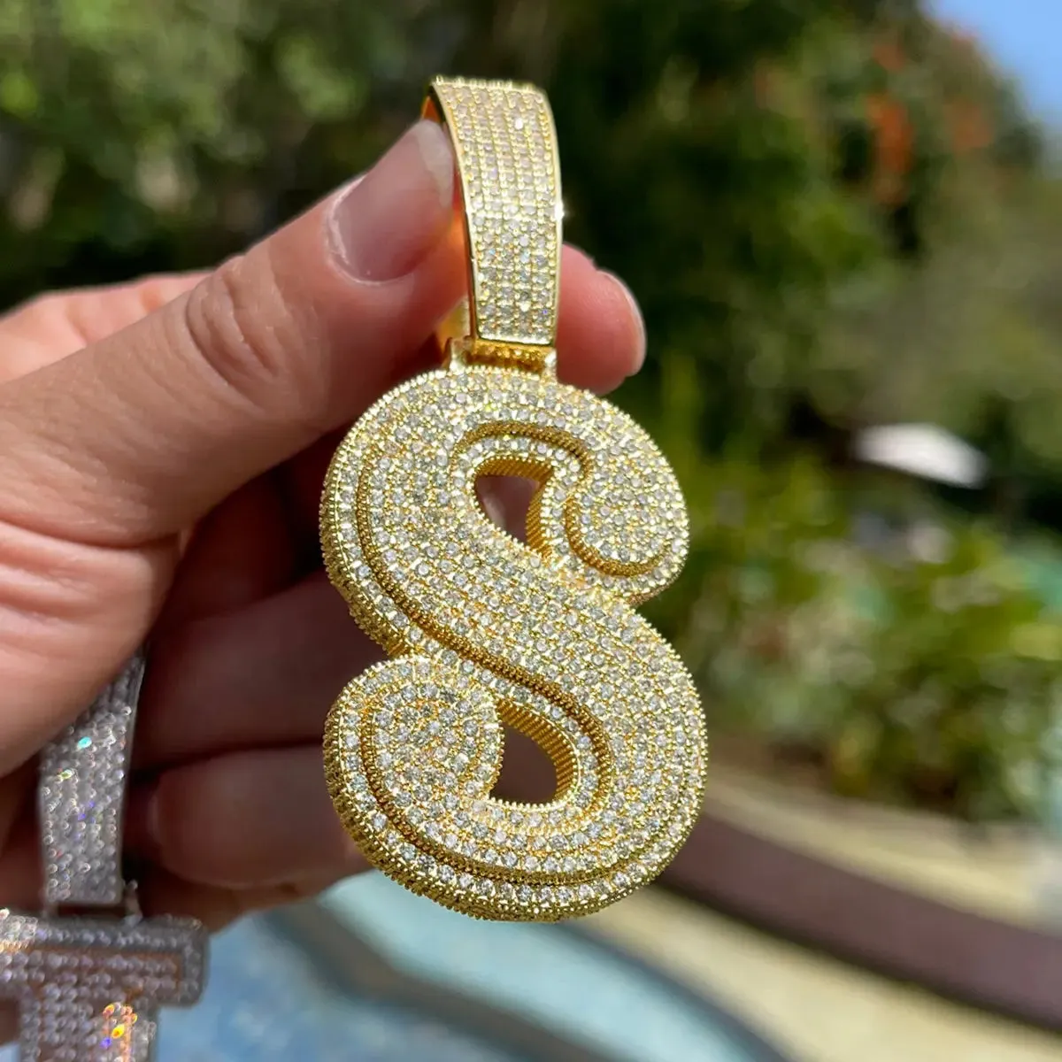 Custom Iced Out Retro Font Pendant