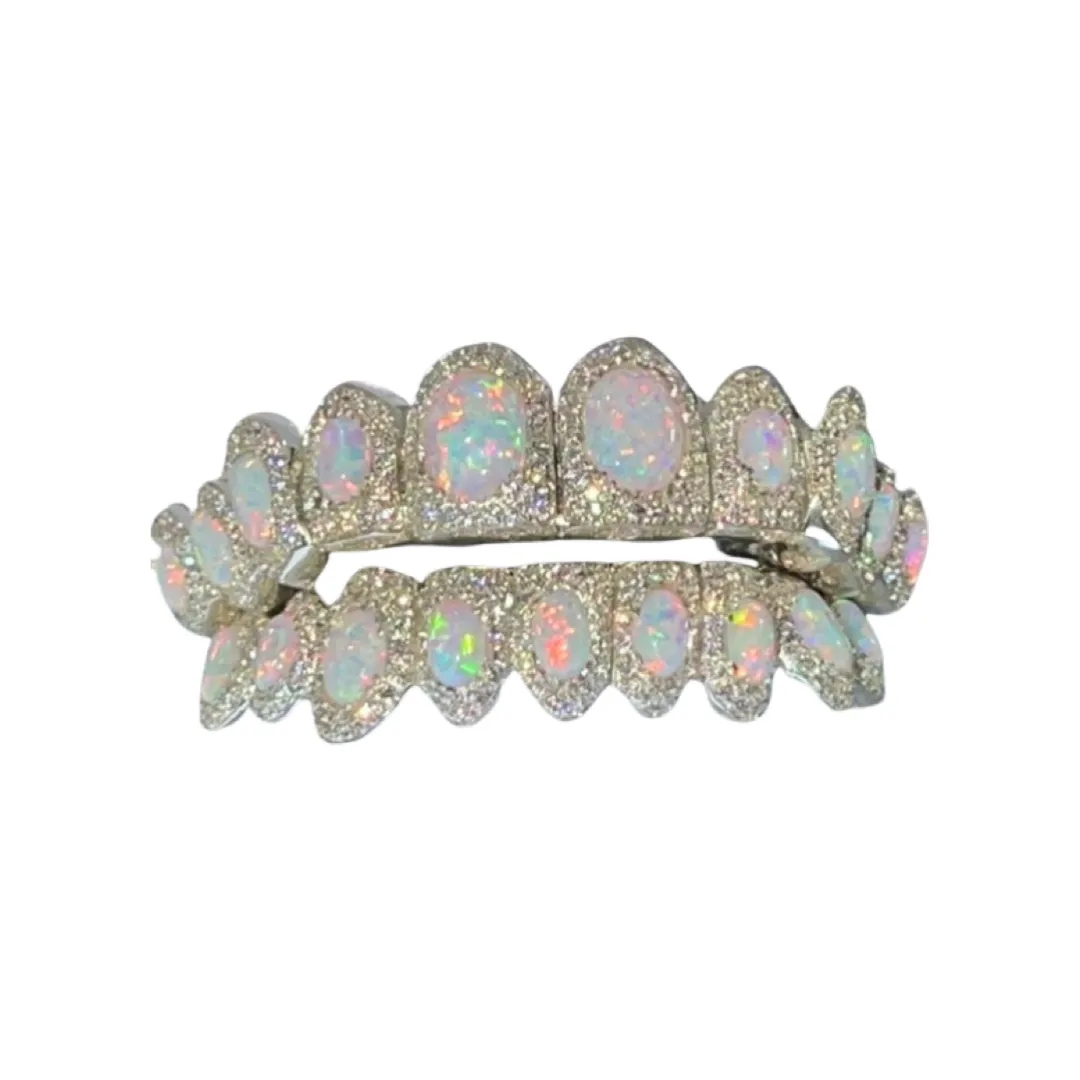 Custom Opal with Natural Diamonds Grillz