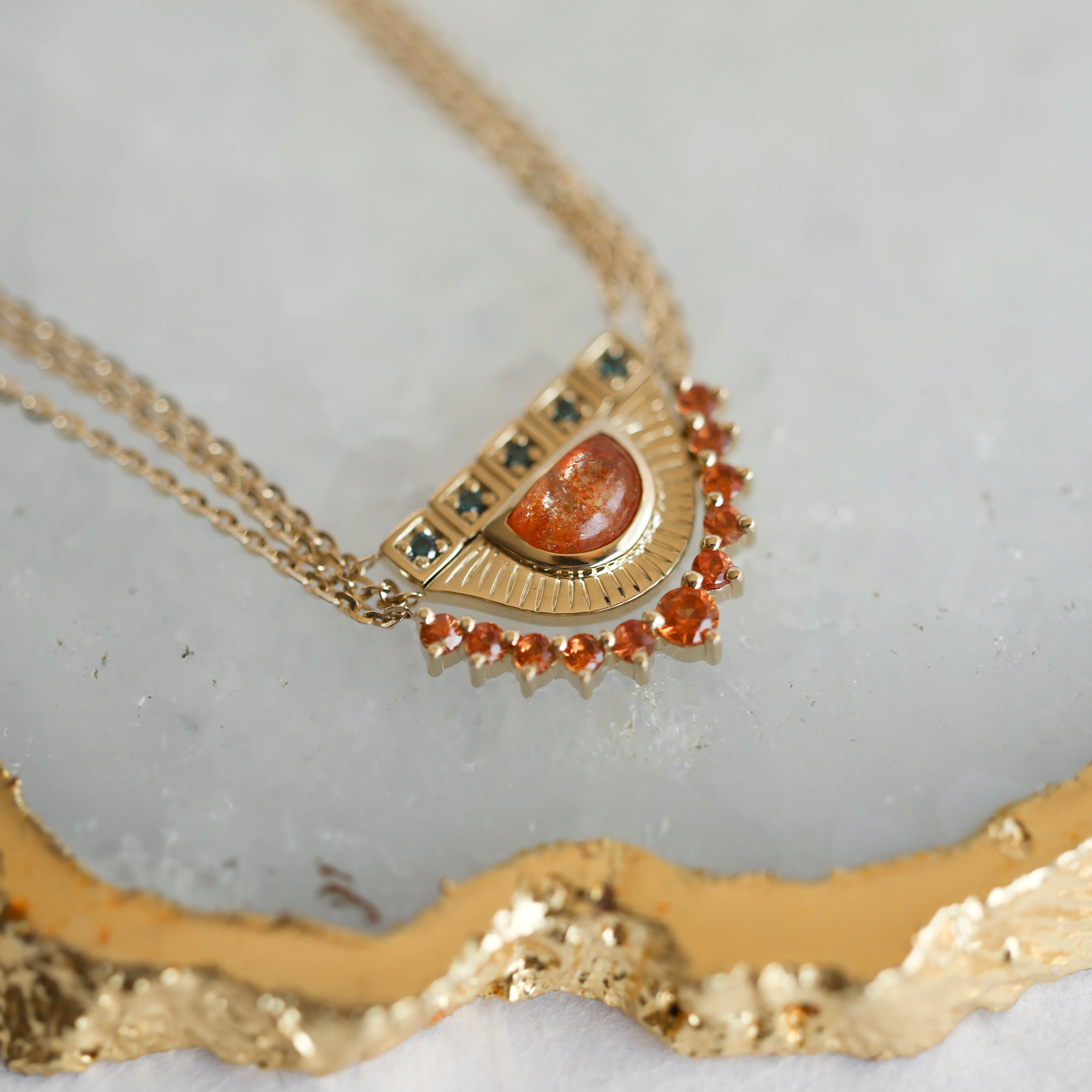 Cyra 3-Piece Sunstone Necklace Set