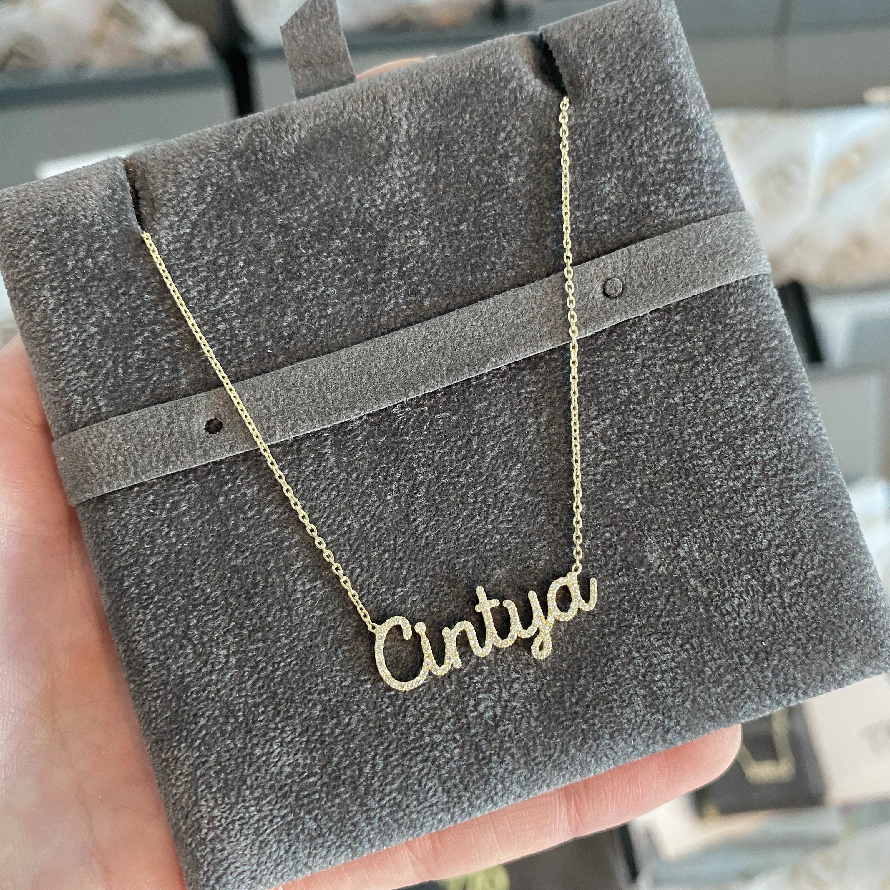 Diamond Pave Custom Name Necklace