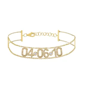 Double Chain Diamond Date Bracelet