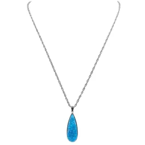 Druzy Collection - Silver Azure Quartz Drop Necklace