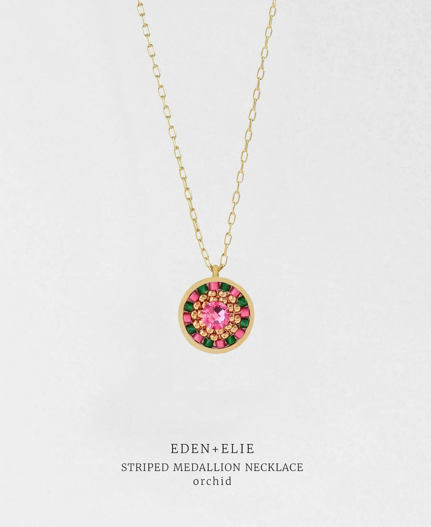 EDEN   ELIE Striped Medallion necklace - Orchid