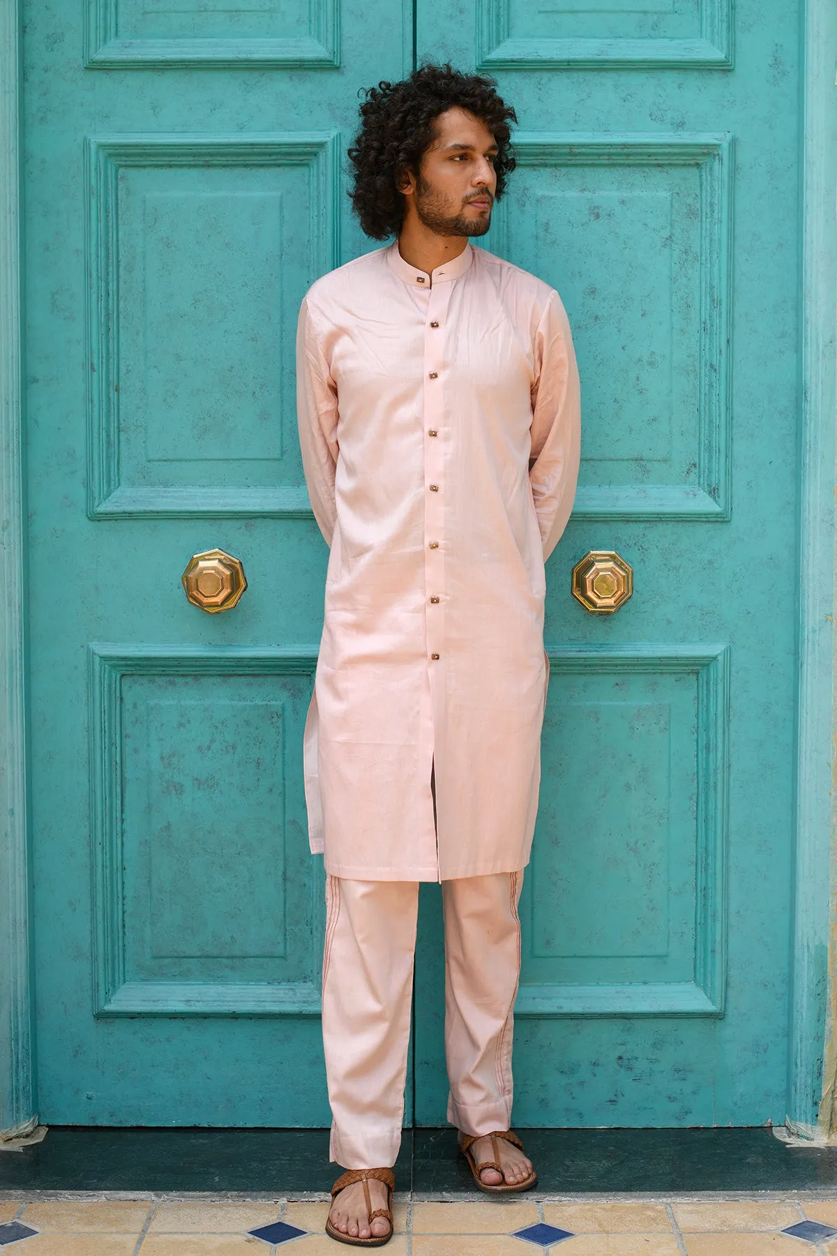 ESHGHAM -   Vegan Silk Pink kurta & Trouser set