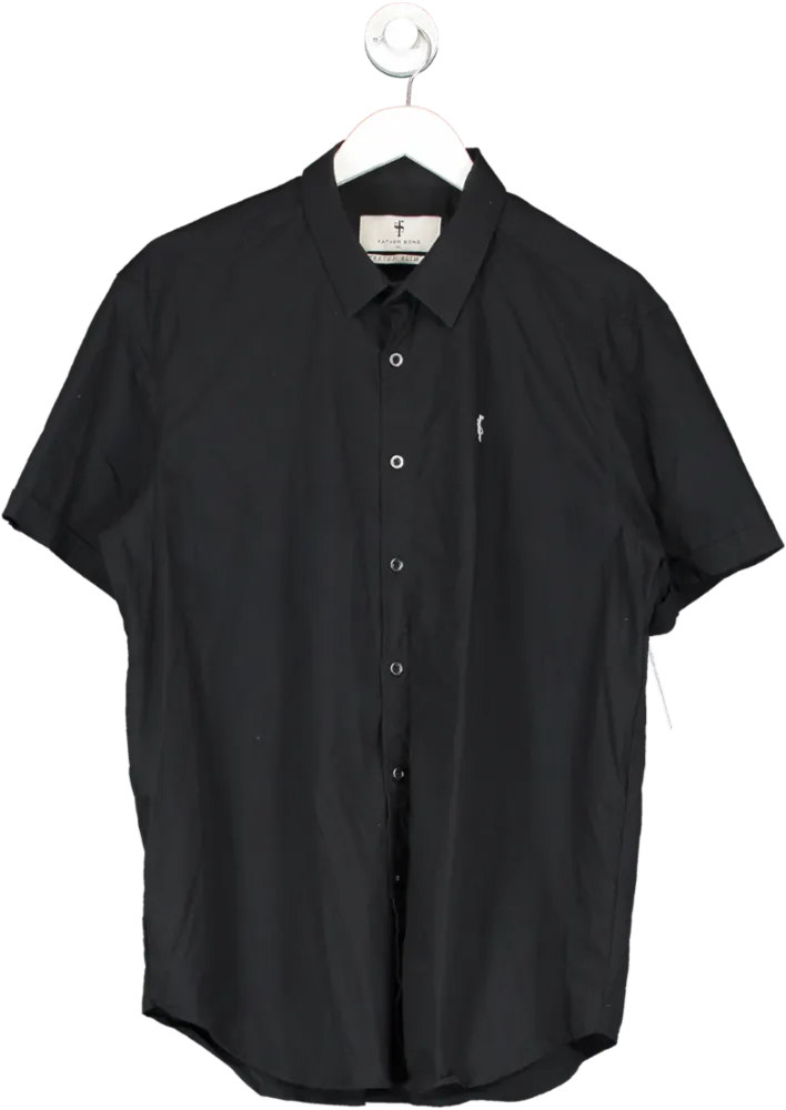 Father Sons Black Boxy Stretch Short Sleeve Shirt UK XL