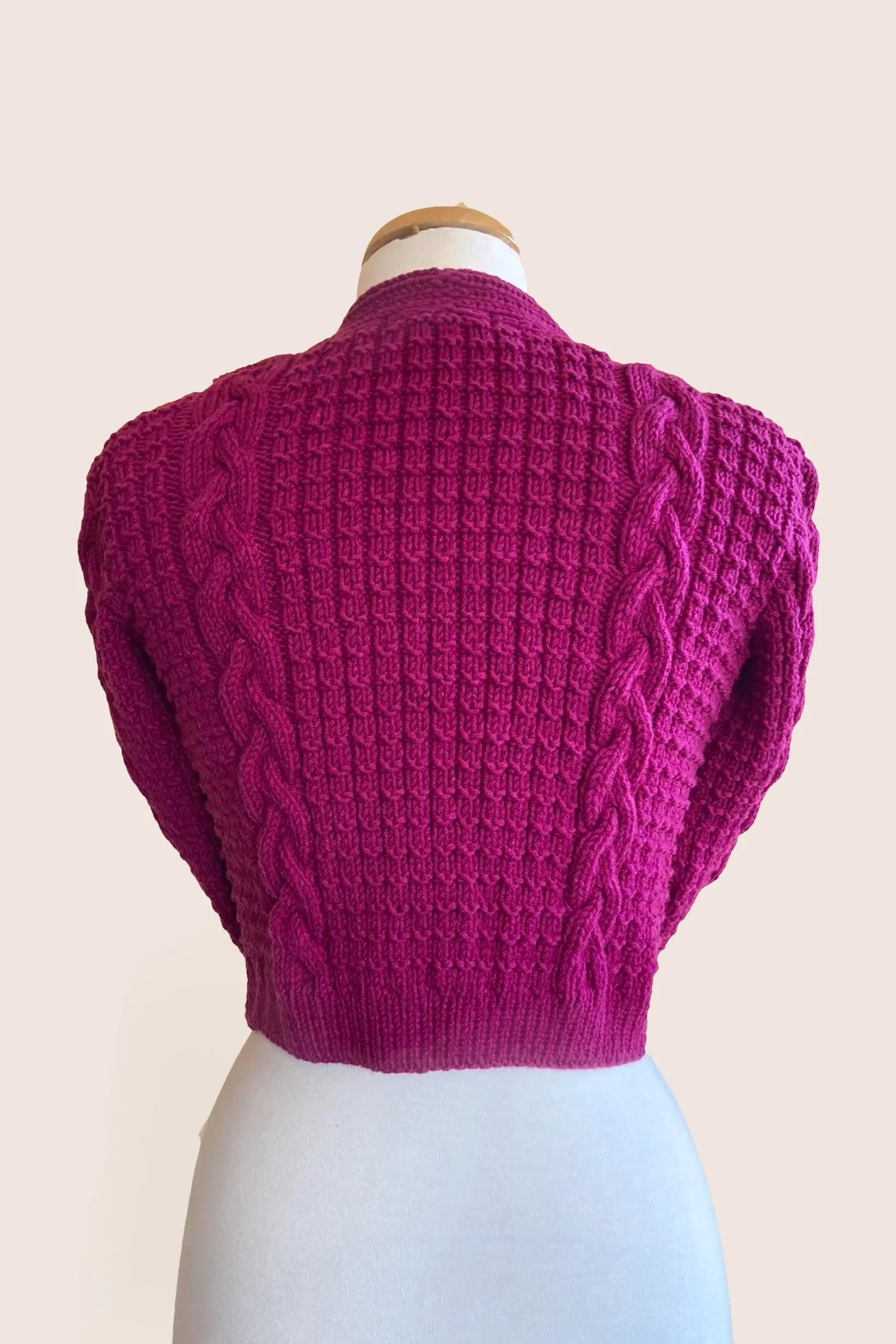 Fuchsia V Neck Cropped Cardigan