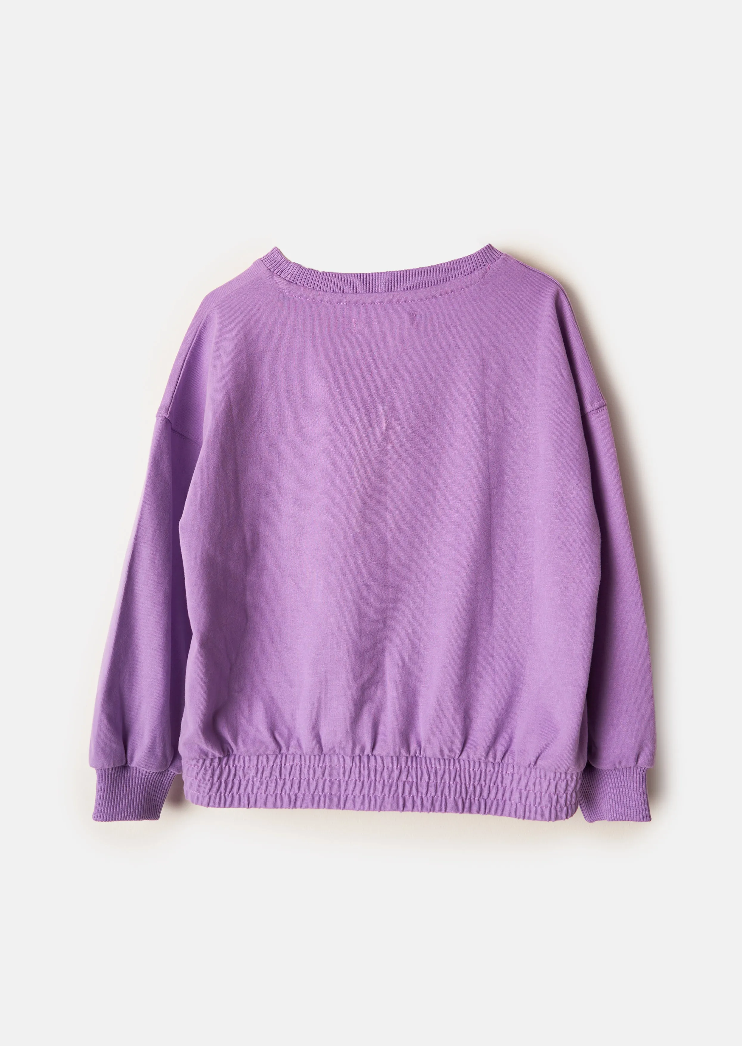 Girls Purple Printed Cotton Sweatshirt