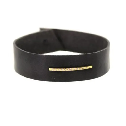 Gold Bar Leather Bracelet