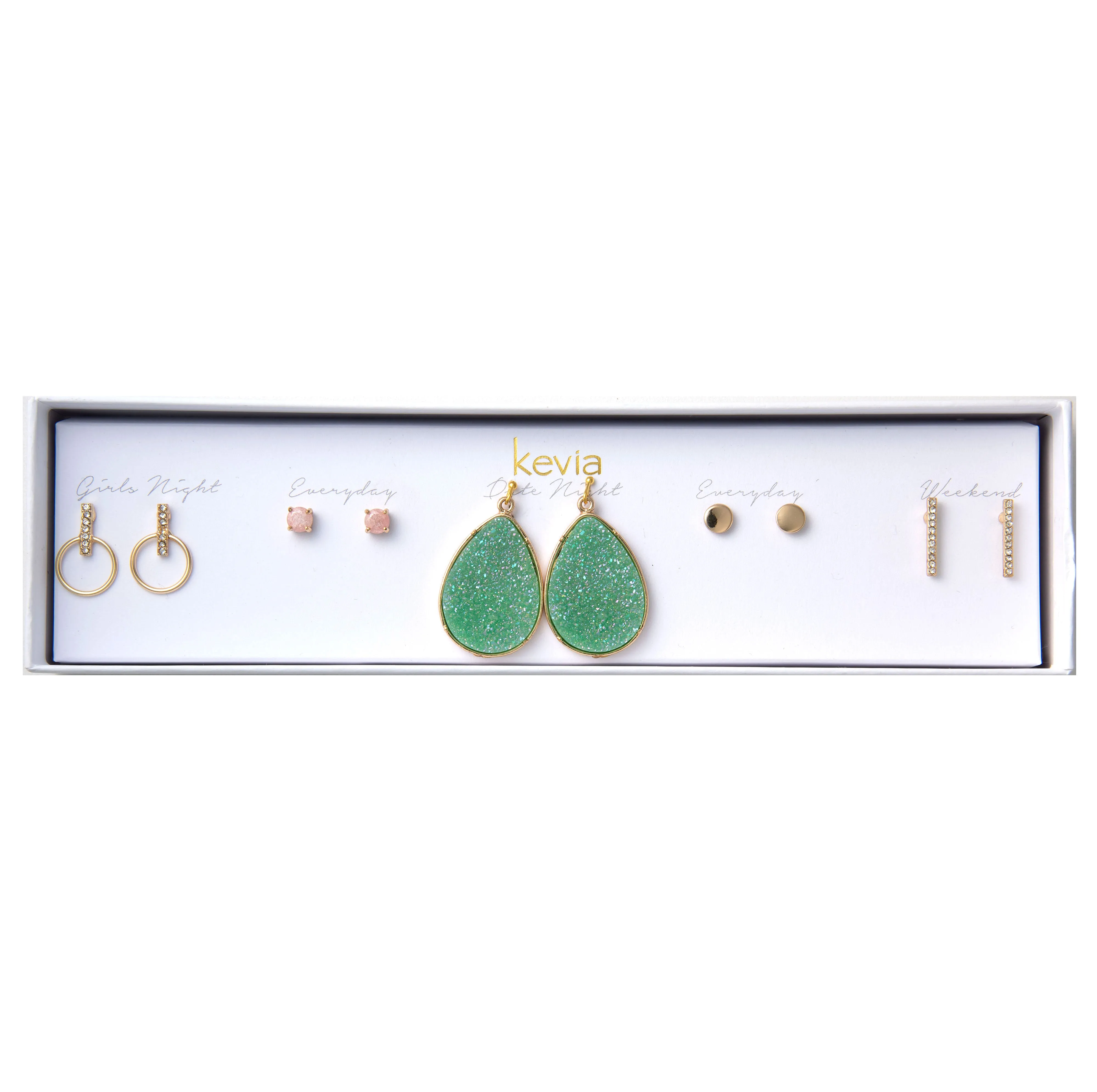 Green Druzy Teardrop Earring Set