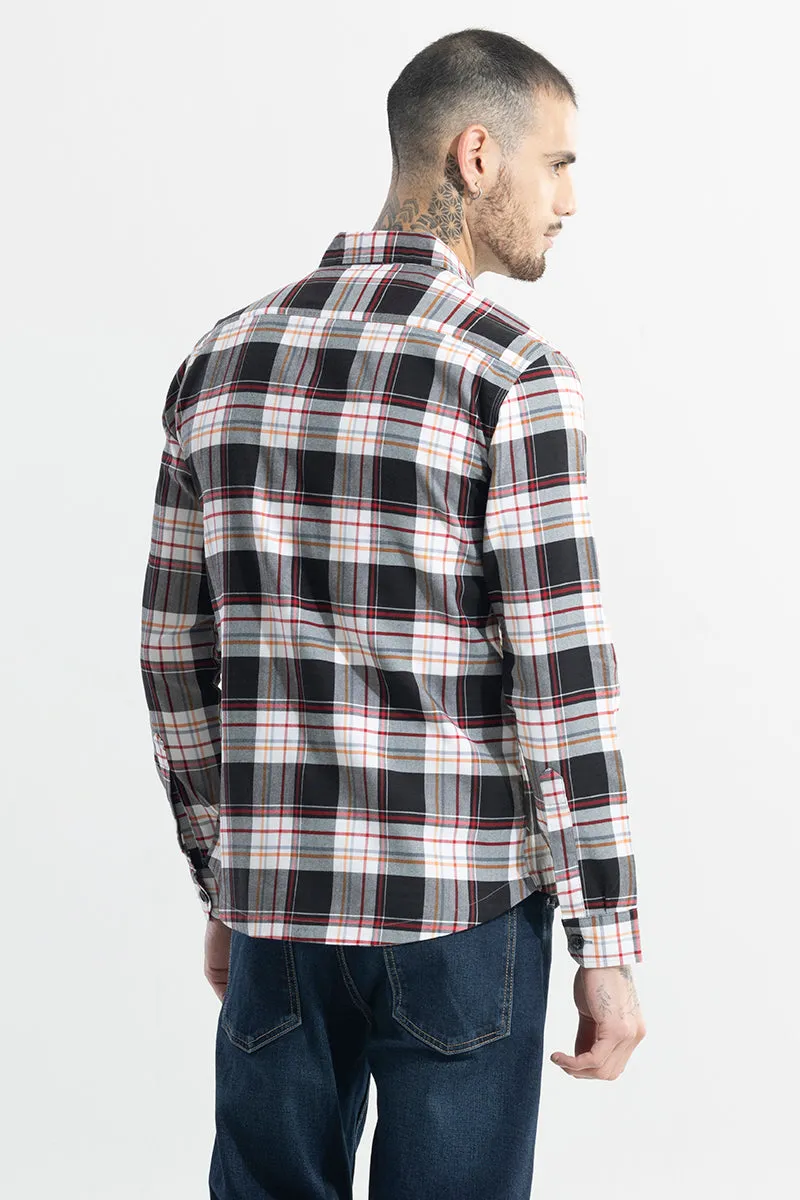 Grid Hatch Fog Grey Checks Shirt