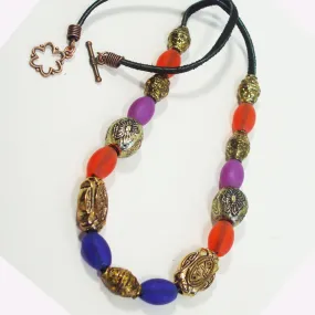 Heltu, Single Strand Leather Beaded Necklace