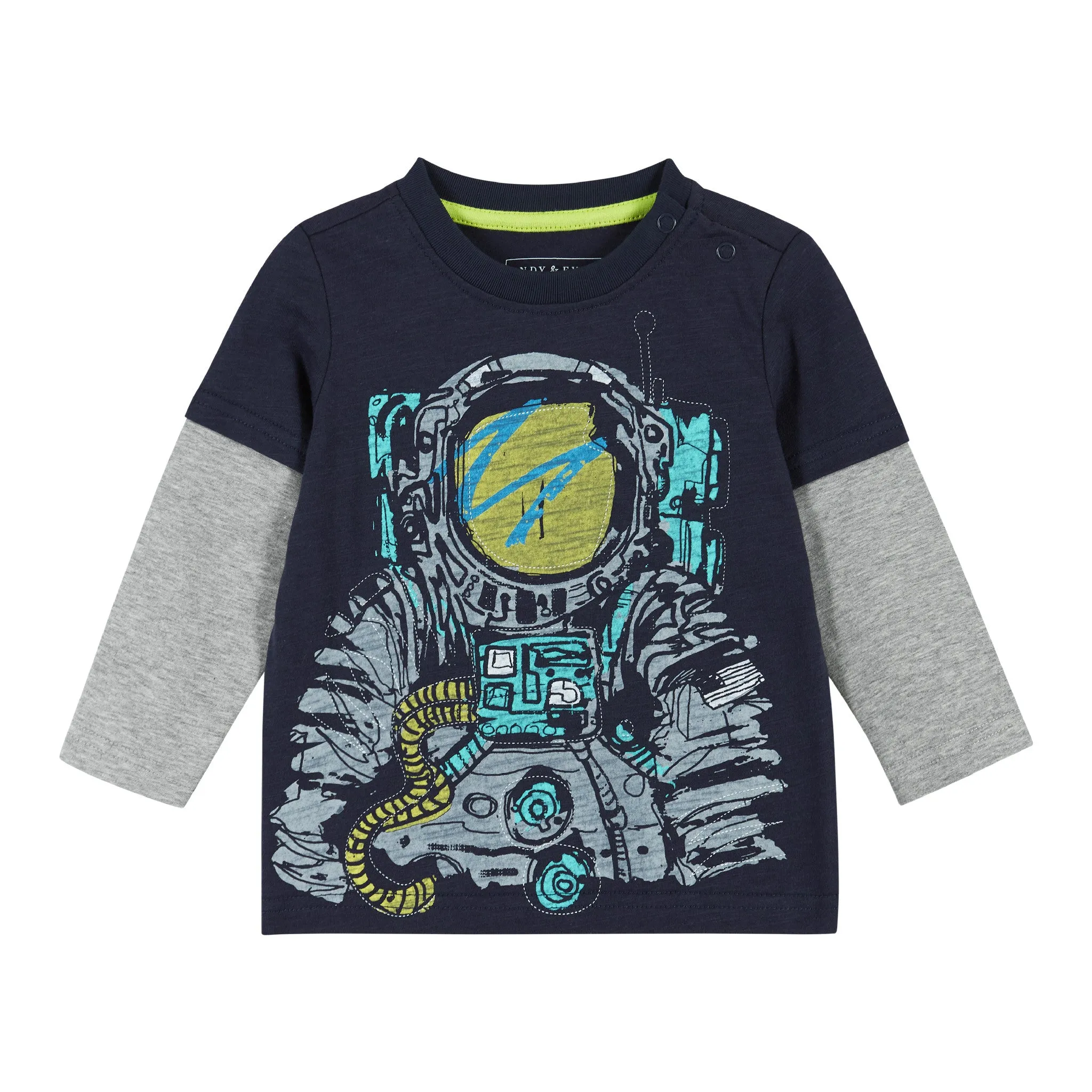 Infant Astronaut Long Sleeve Two-Fer Tee Set  | Navy