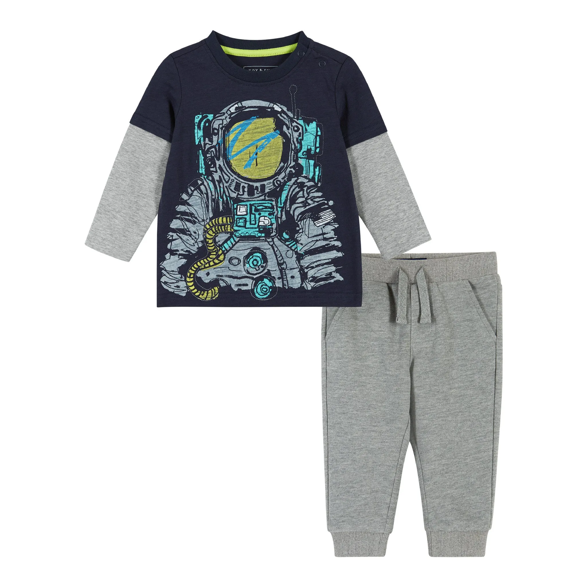 Infant Astronaut Long Sleeve Two-Fer Tee Set  | Navy