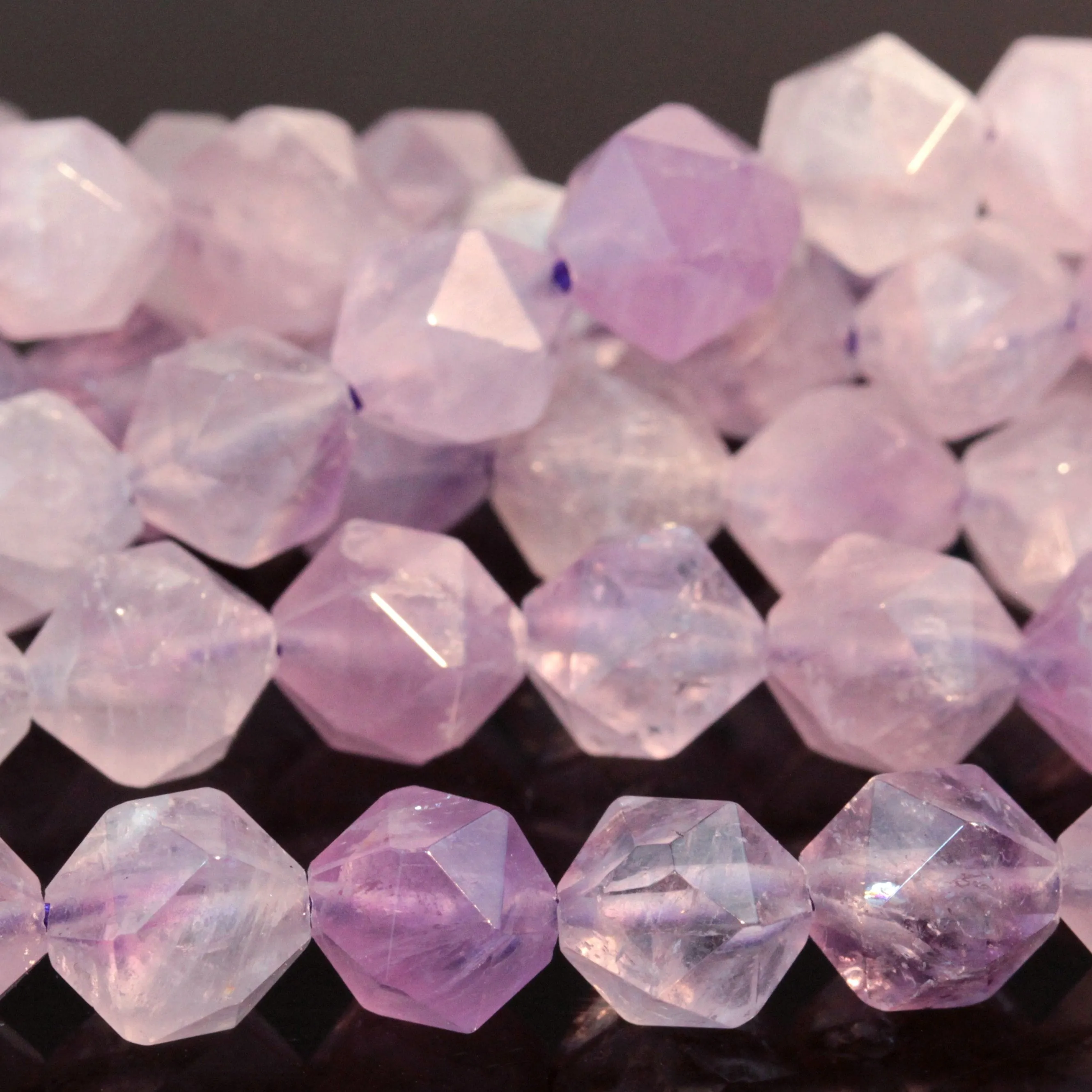 Lavender Amethyst 8mm Star Cut Round 15-16 Inch