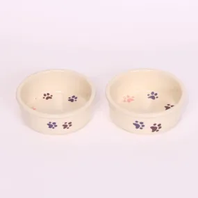 NEW! WALKING PAWS SMALL PINK PET DISH SET by Emerson Creek Pottery Made in USA Set, Small Pet2746