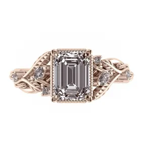 Patricia asymmetric | engagement ring setting for emerald cut gemstone 8x6 mm